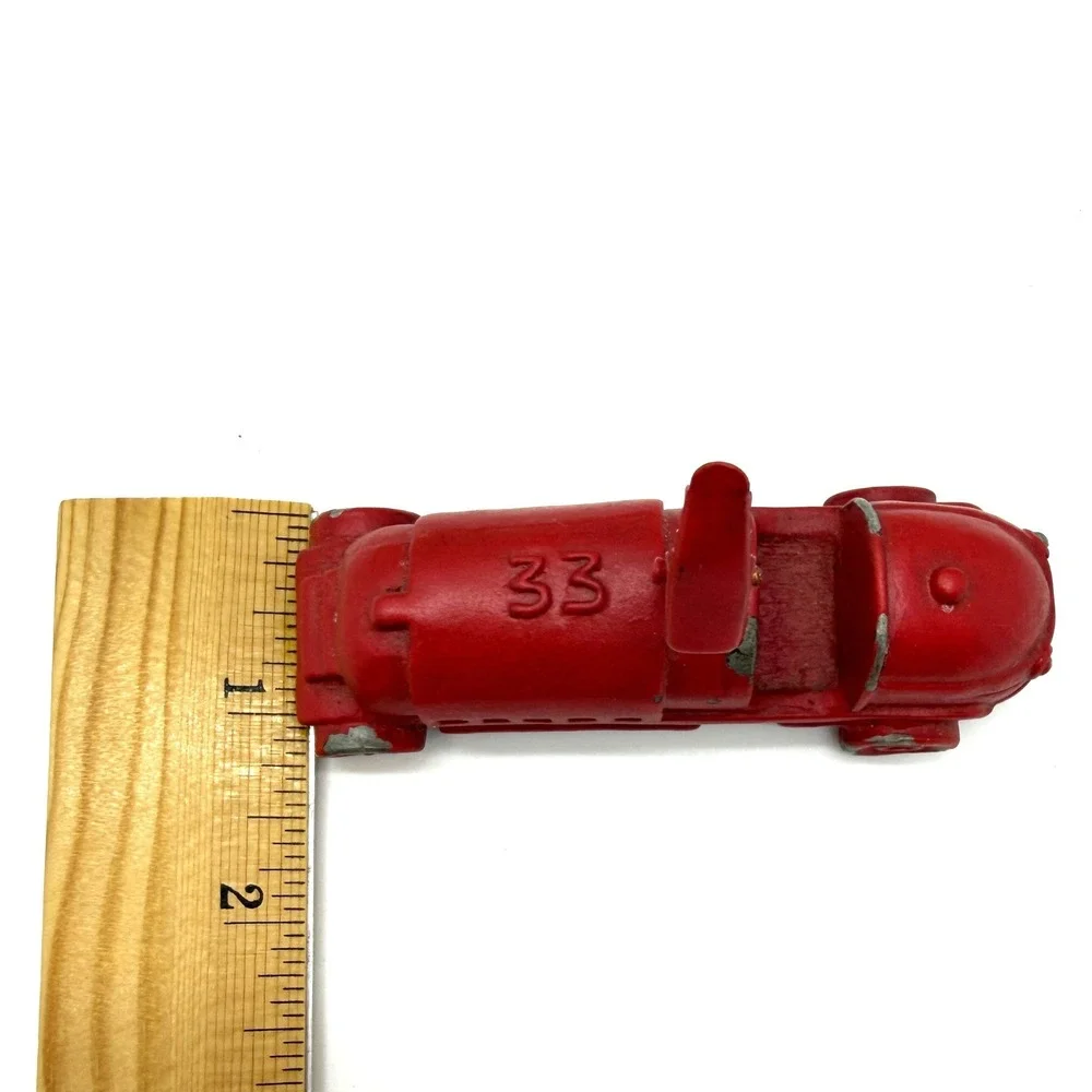 Cast Iron Racer #33 Toy Car Small Red Vintage 1940s-1950s Paperweight Cardholder